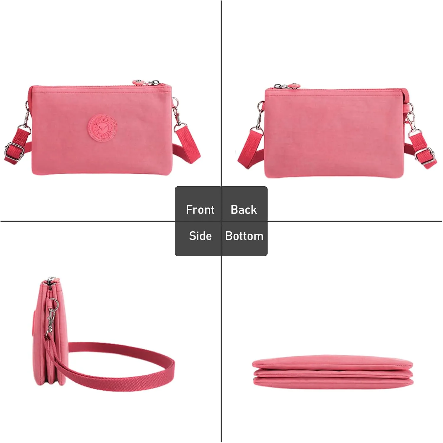 WITERY Wristlet Purse for Women - Waterproof Nylon Multi Pocket Small Clutch Purse with Shoulder and Wrist Straps