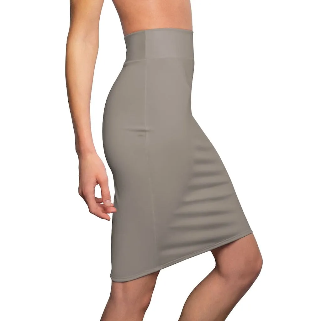 Womens Skirt - Taupe Brown Pencil Skirt