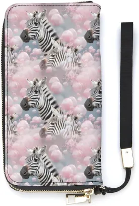 Zebras in Bubbles Custom Wristlet Wallet Vertical RFID Blocking Long Clutch Travel Credit Card Holder for Women Men