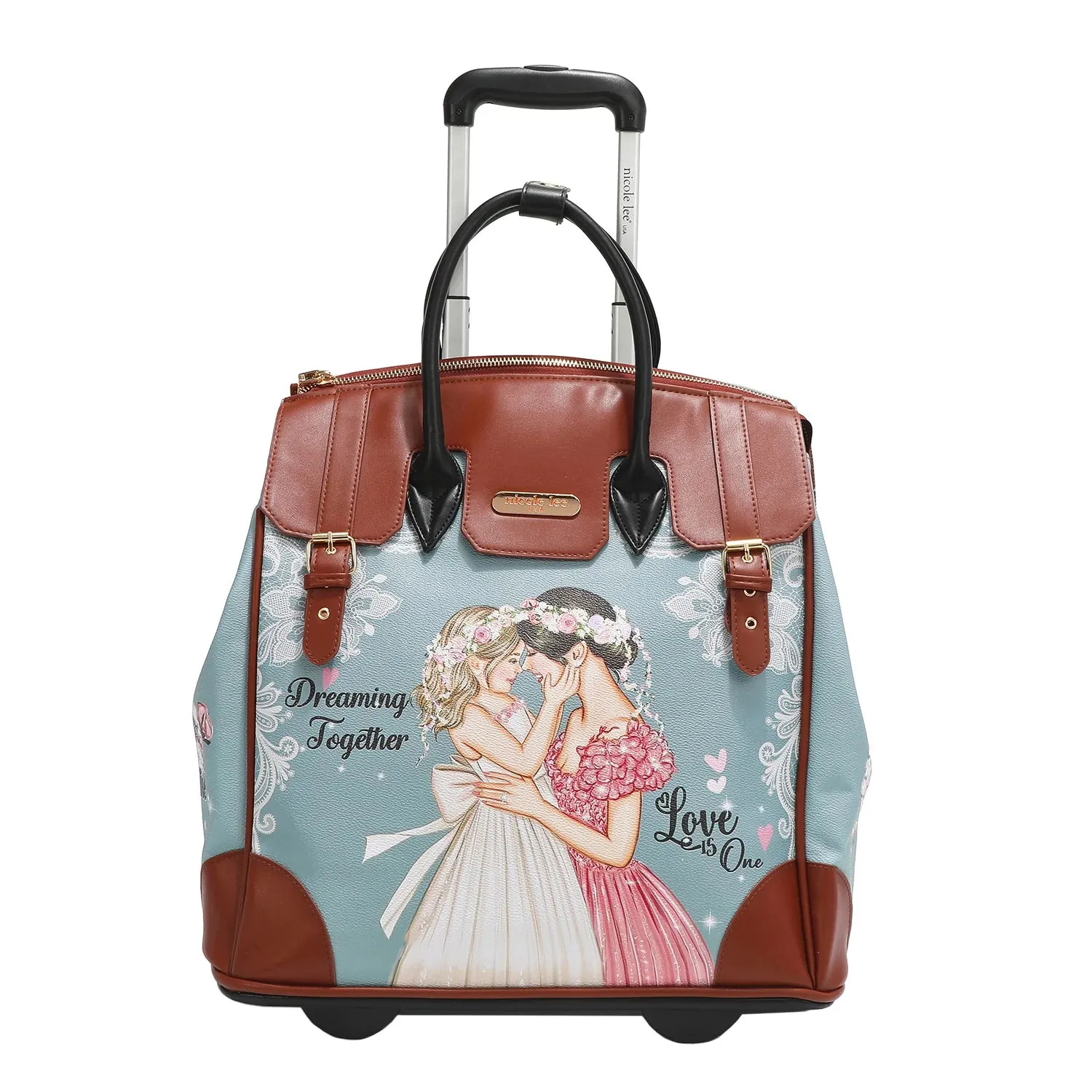 Zip Top Rolling Tote Bag