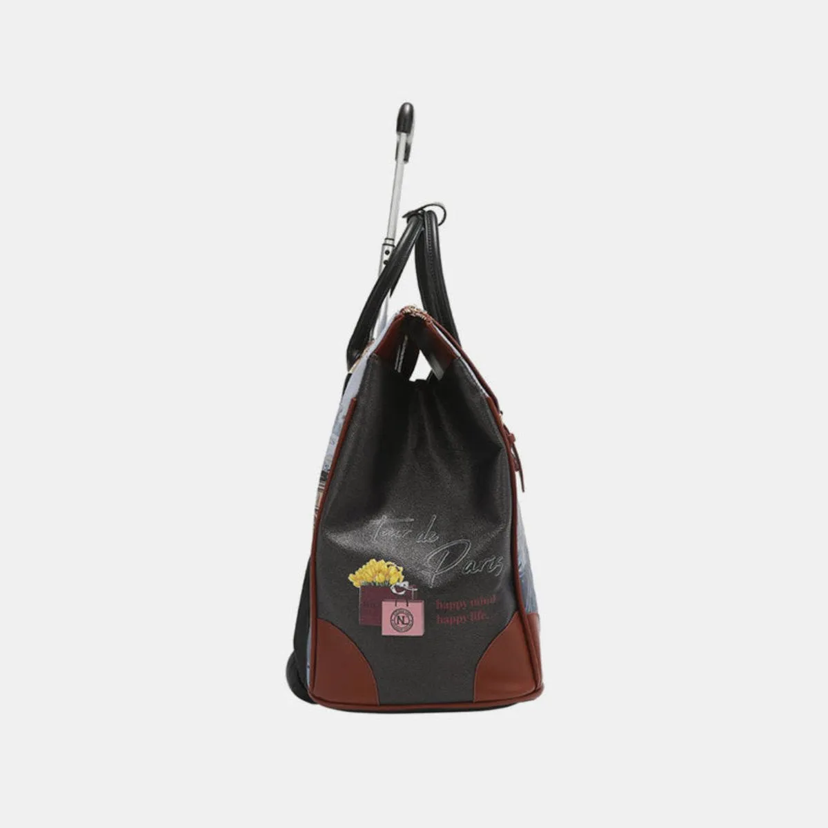 Zip Top Rolling Tote Bag